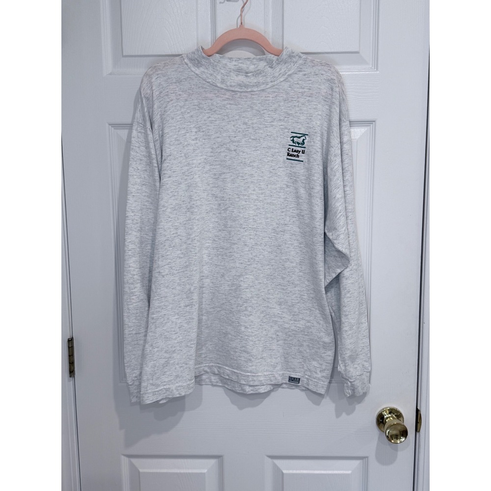 Vintage Gear for Sports C Lazy U Ranch Long Sleeve T-Shirt Gray Mens Medium USA